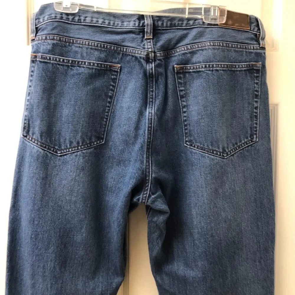 J Crew The Bleecker Men's Denim Blue Jeans 36 x 32 Zip Closure Straight Designer